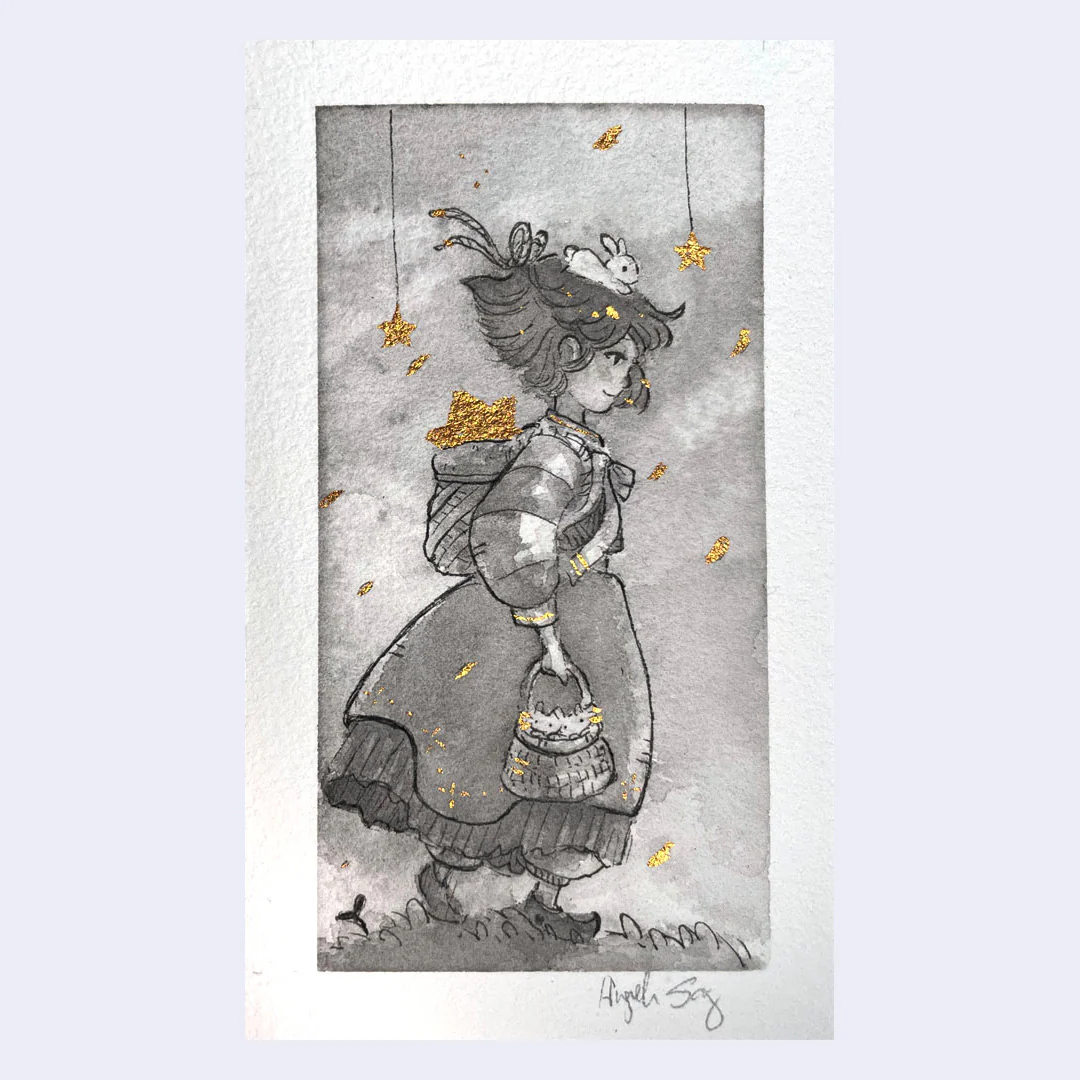 Raku (Mini) Gaki - Angela Song - "Hanbok Girl Ink Sketch"