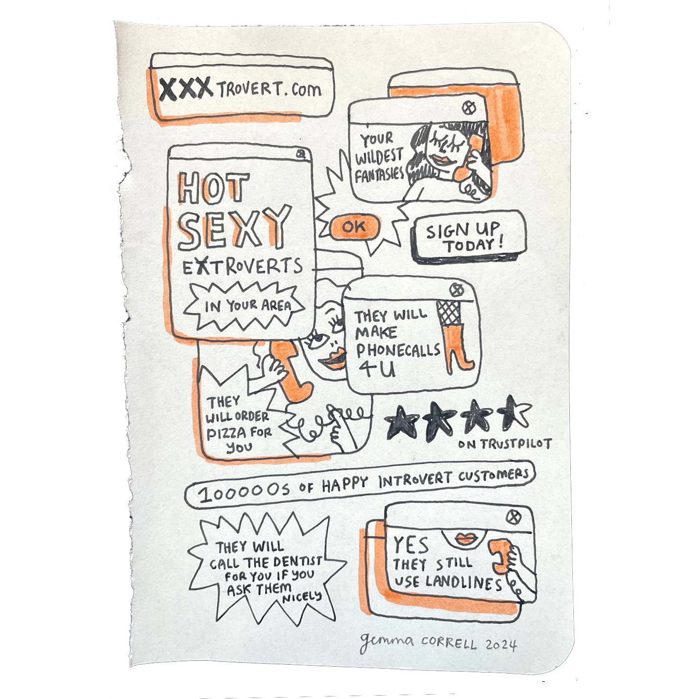 Raku (Mini) Gaki - Gemma Correll - "XXXtroverts"