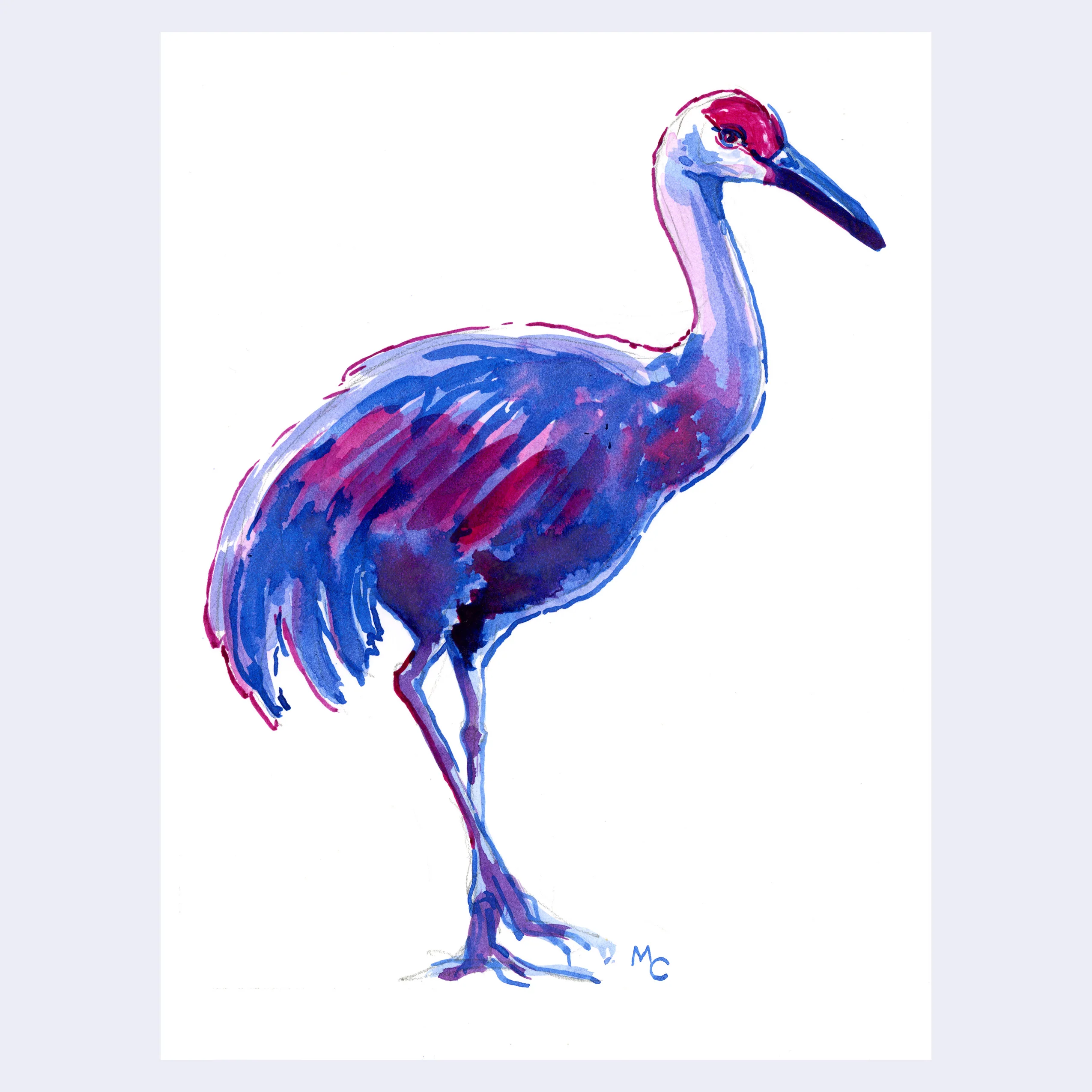 Raku (Mini) Gaki - Marika Chew - "Sandhill Crane"