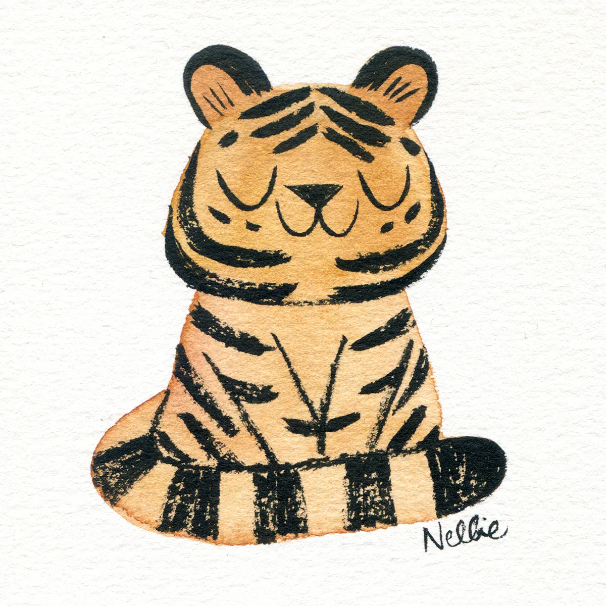 Raku (Mini) Gaki - Nellie Le - "Blobby Tiger (Rusty Orange)"