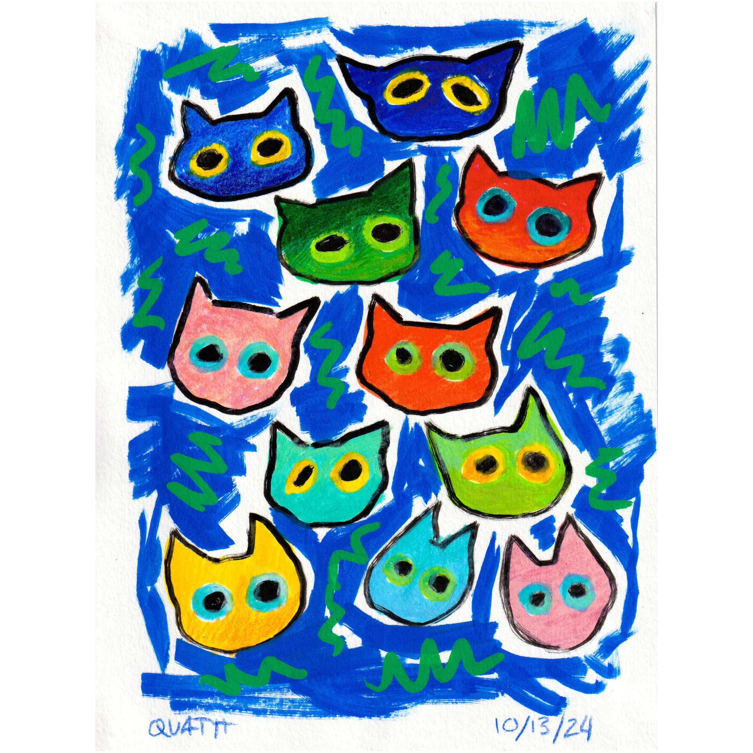 Raku (Mini) Gaki - Quathryn - "Cat Color Combos"