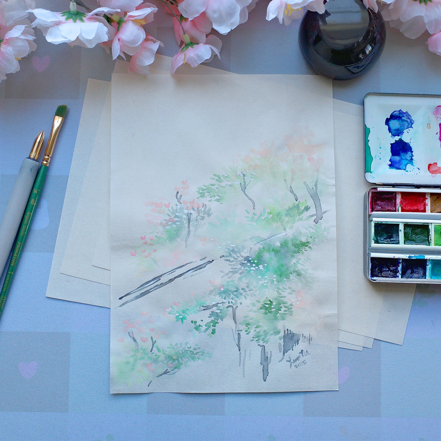 Raku (Mini) Gaki - Susan Lin - "Color Study – End of Spring 01"