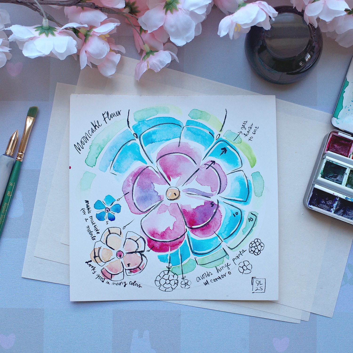 Raku (Mini) Gaki - Susan Lin - "Glass Notes – Mooncake Flower"