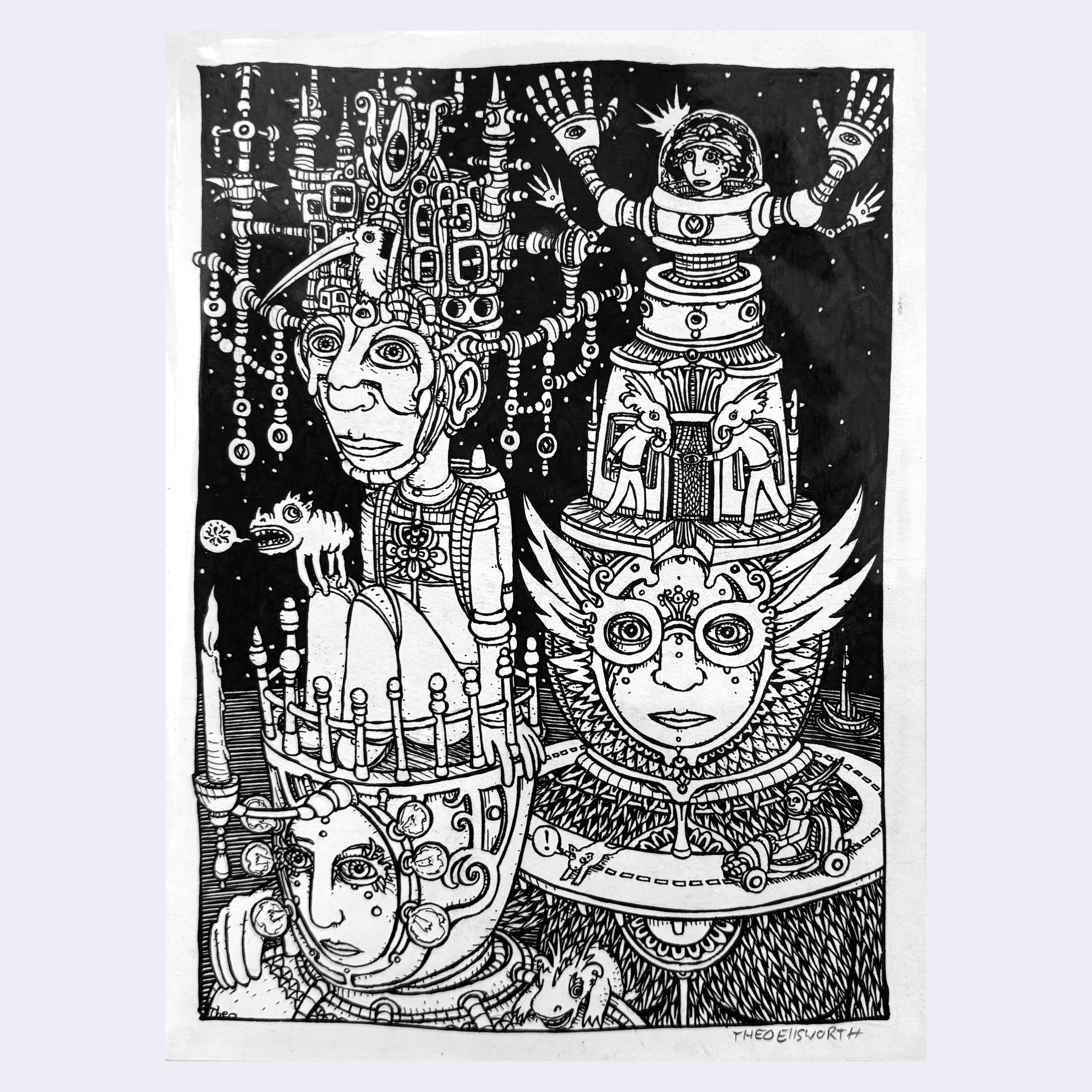 Raku (Mini) Gaki - Theo Ellsworth - "Thought Cloud Shrines (Page 20)"