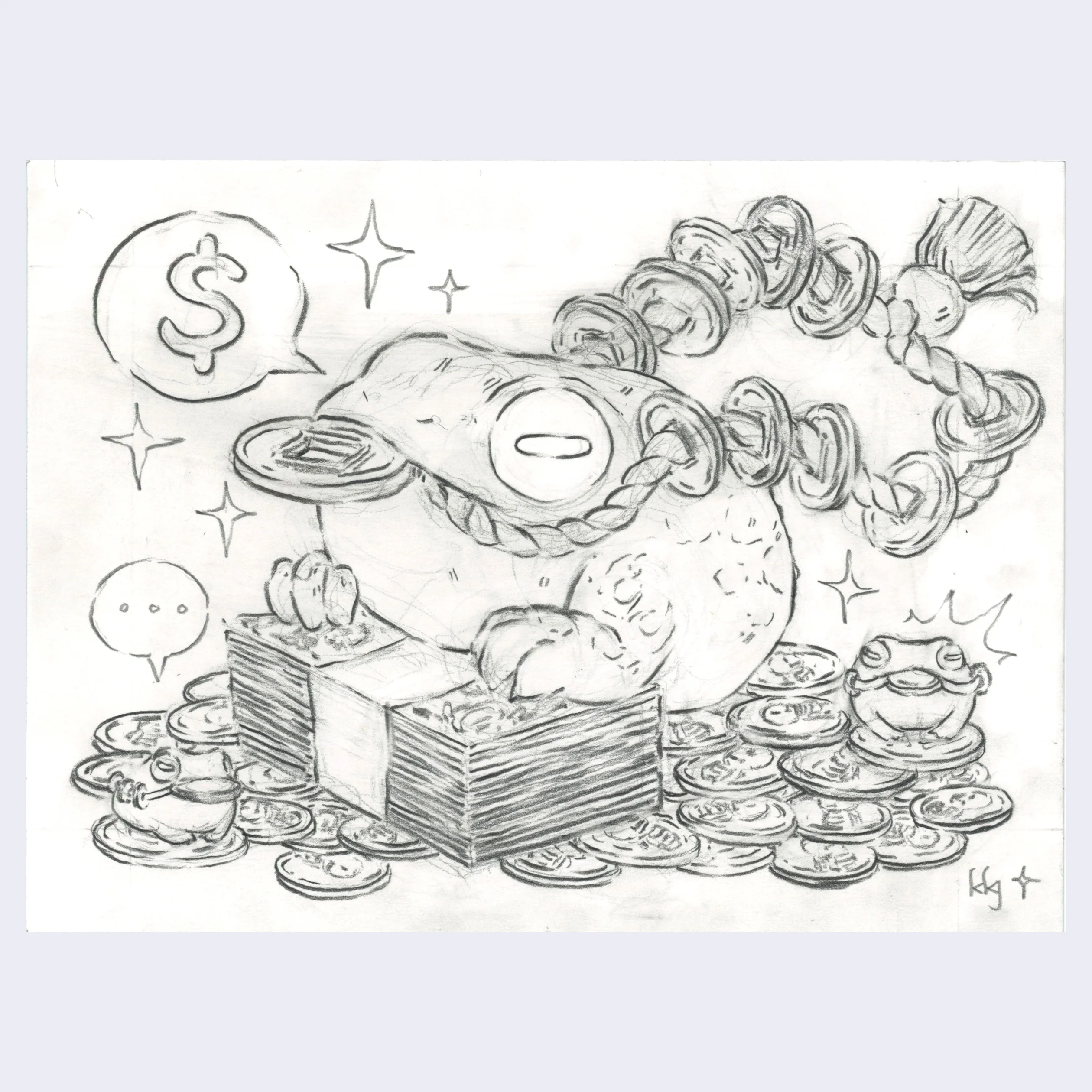 Rakugaki 5 (2023) - Kelly Yamagishi - "Money Frogs"