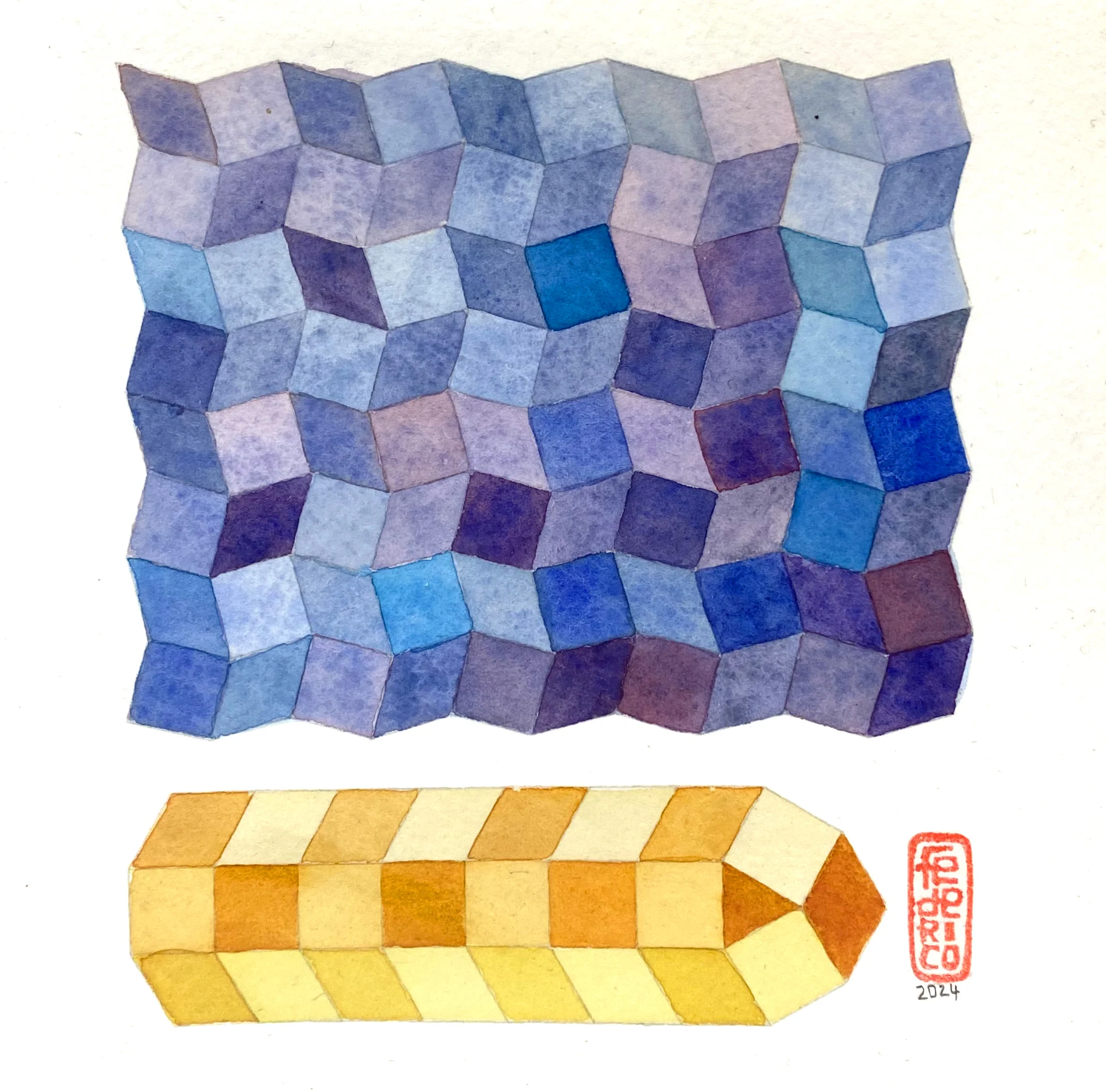 Rakugaki 6 (2024) - Federico Tobon - "Geometric Watercolor Study #3"