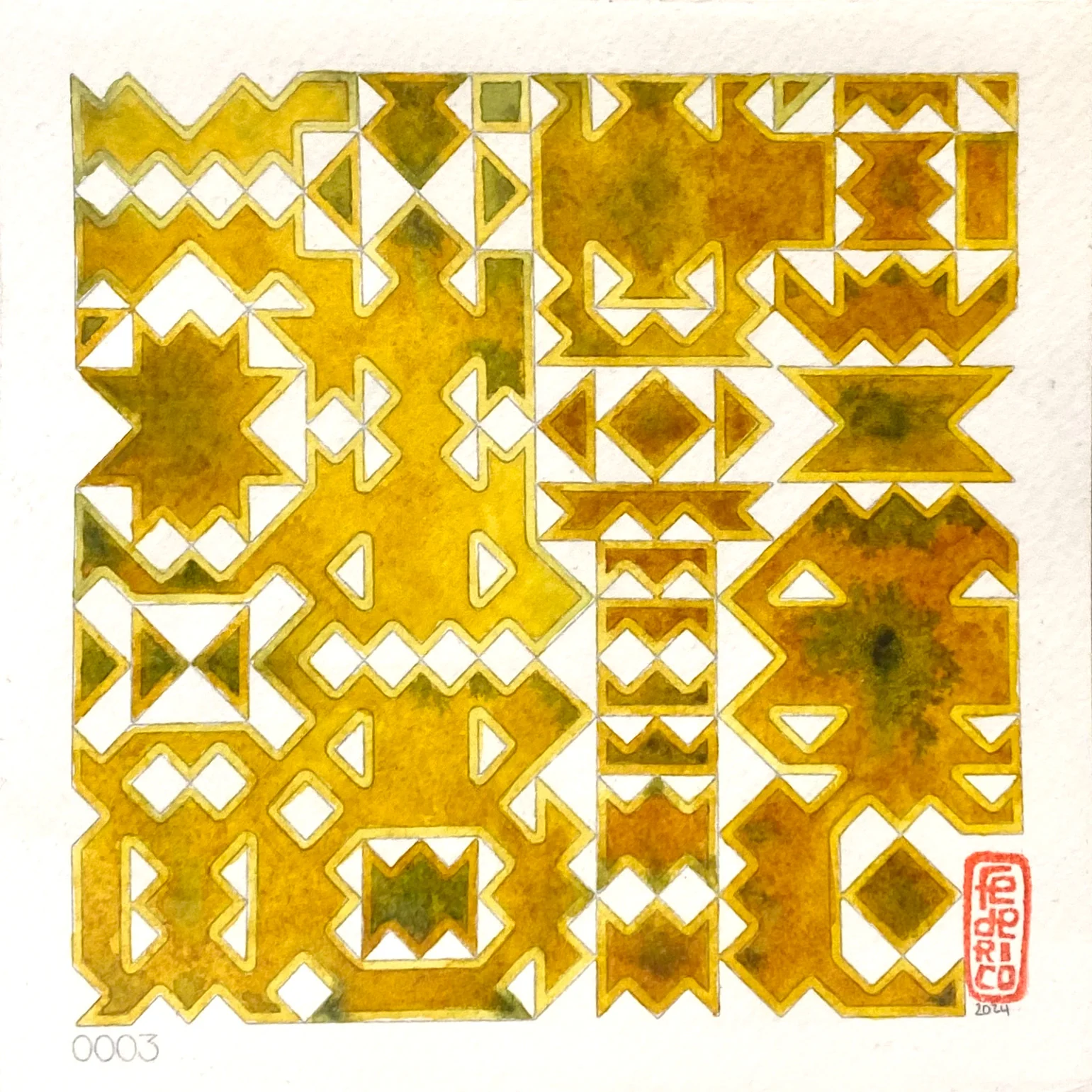 Rakugaki 6 (2024) - Federico Tobon - "Geometric Watercolor Study #4"