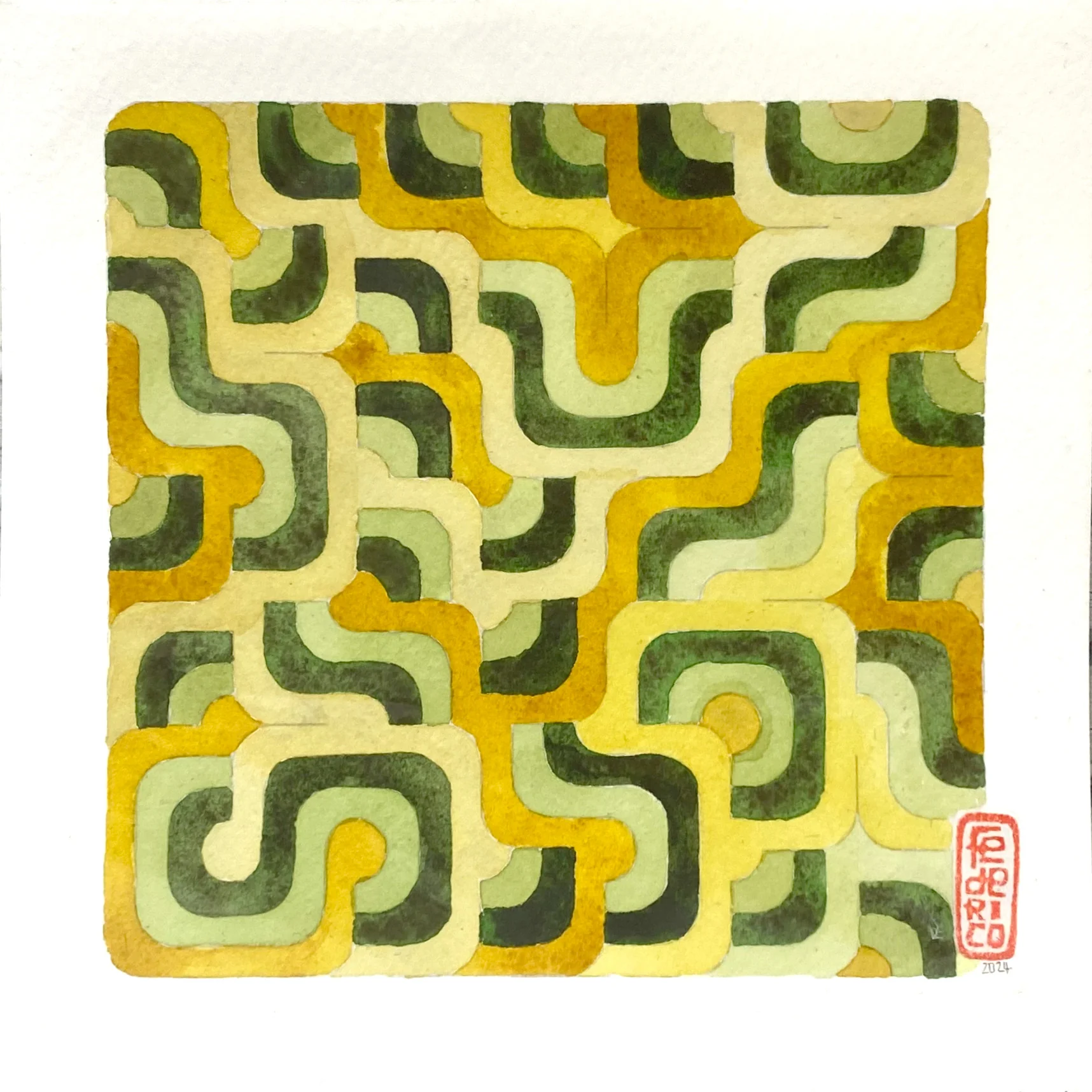 Rakugaki 6 (2024) - Federico Tobon - "Geometric Watercolor Study #6"