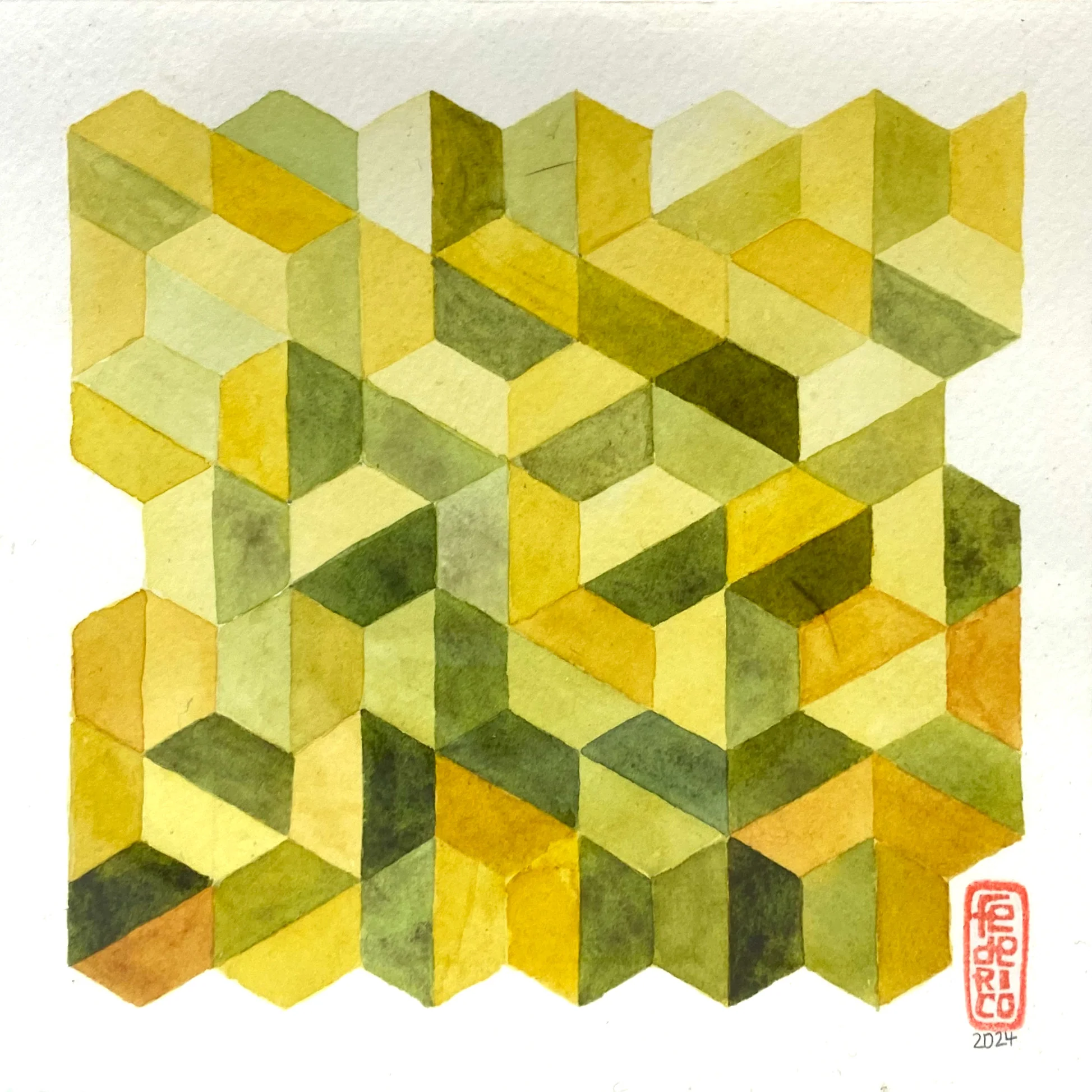 Rakugaki 6 (2024) - Federico Tobon - "Geometric Watercolor Study #7"
