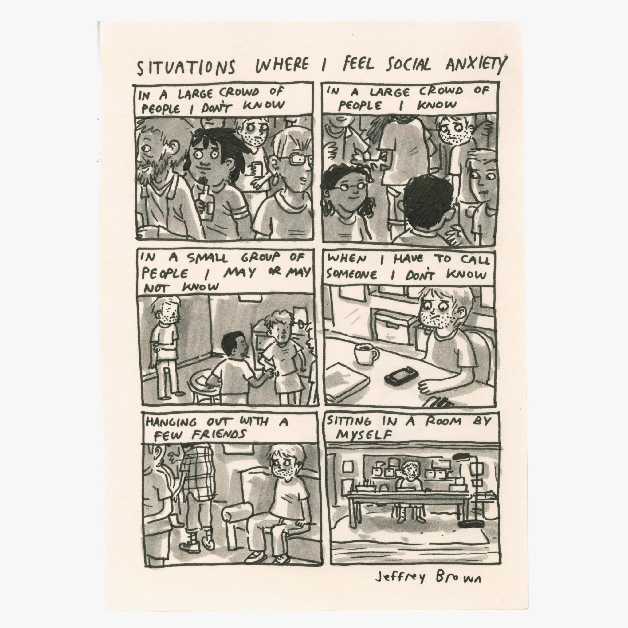 Rakugaki 8 (2026) - Jeffrey Brown - "Situations Where I Feel Social Anxiety"