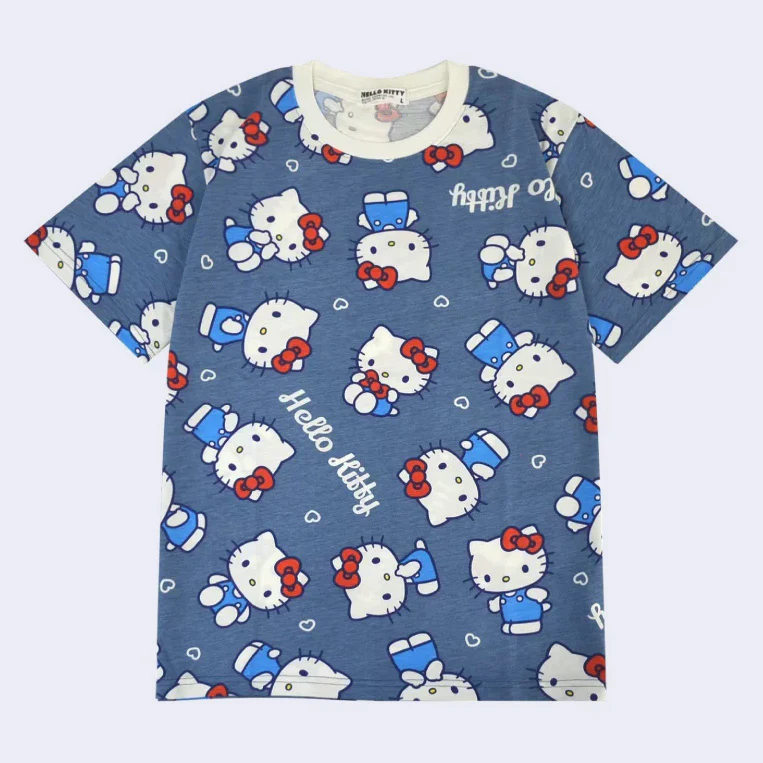 Sanrio - Hello Kitty Pattern T-Shirt (Navy Blue)