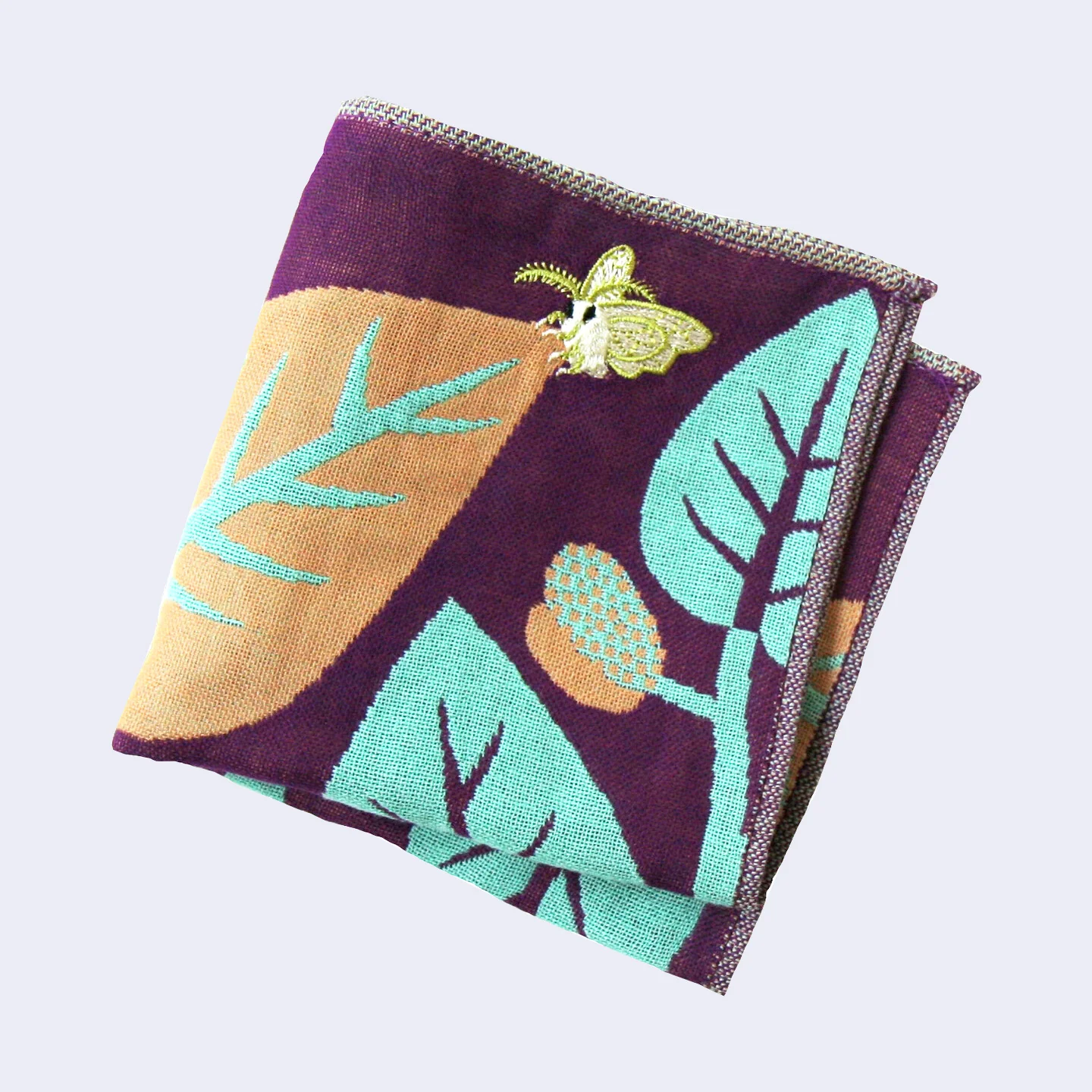 Silkworm Moth w/ Plants Square Handkerchief (Purple) - Image 2
