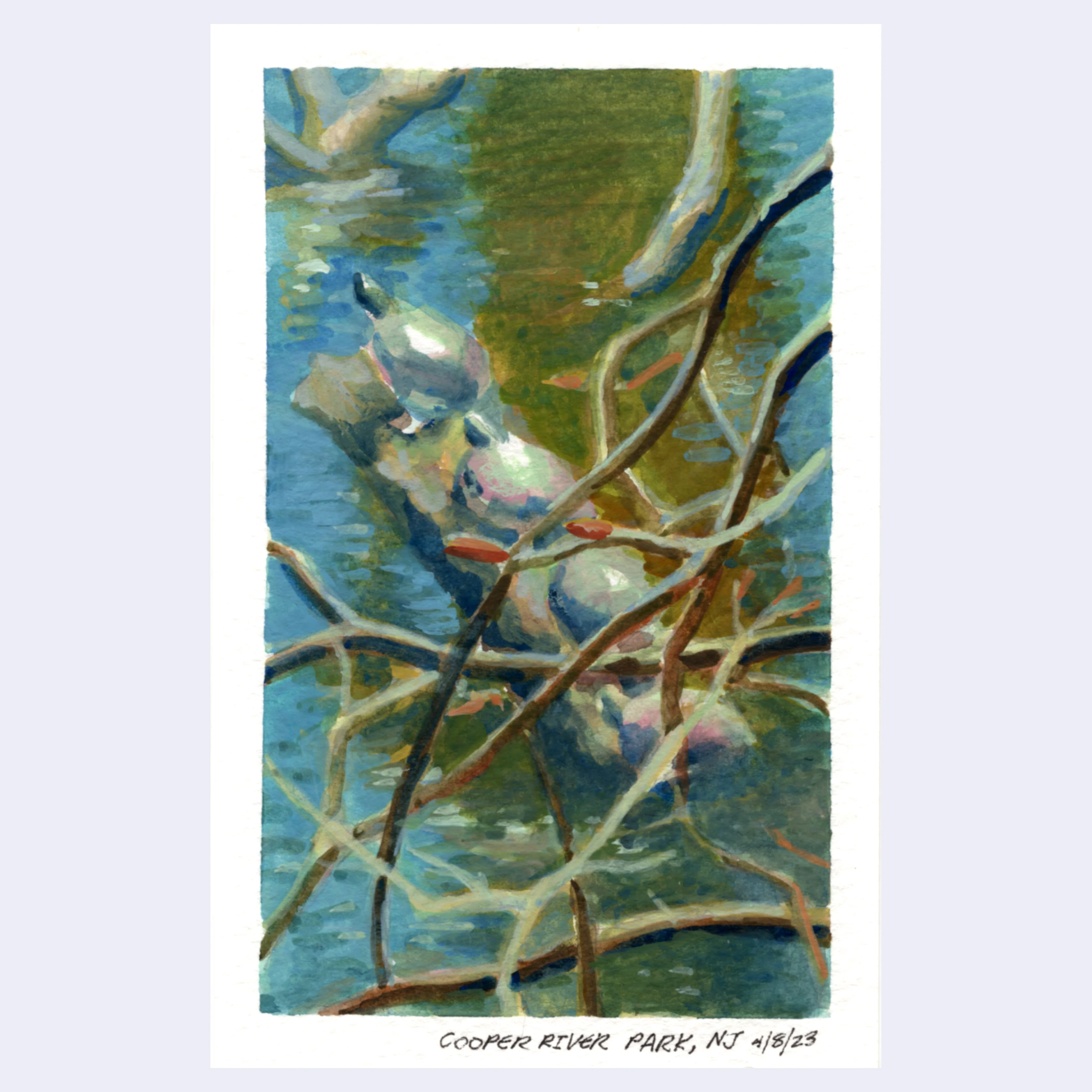 Sitting Outside III - #256 - Julie Benbassat - "Cooper River Park Turtles"