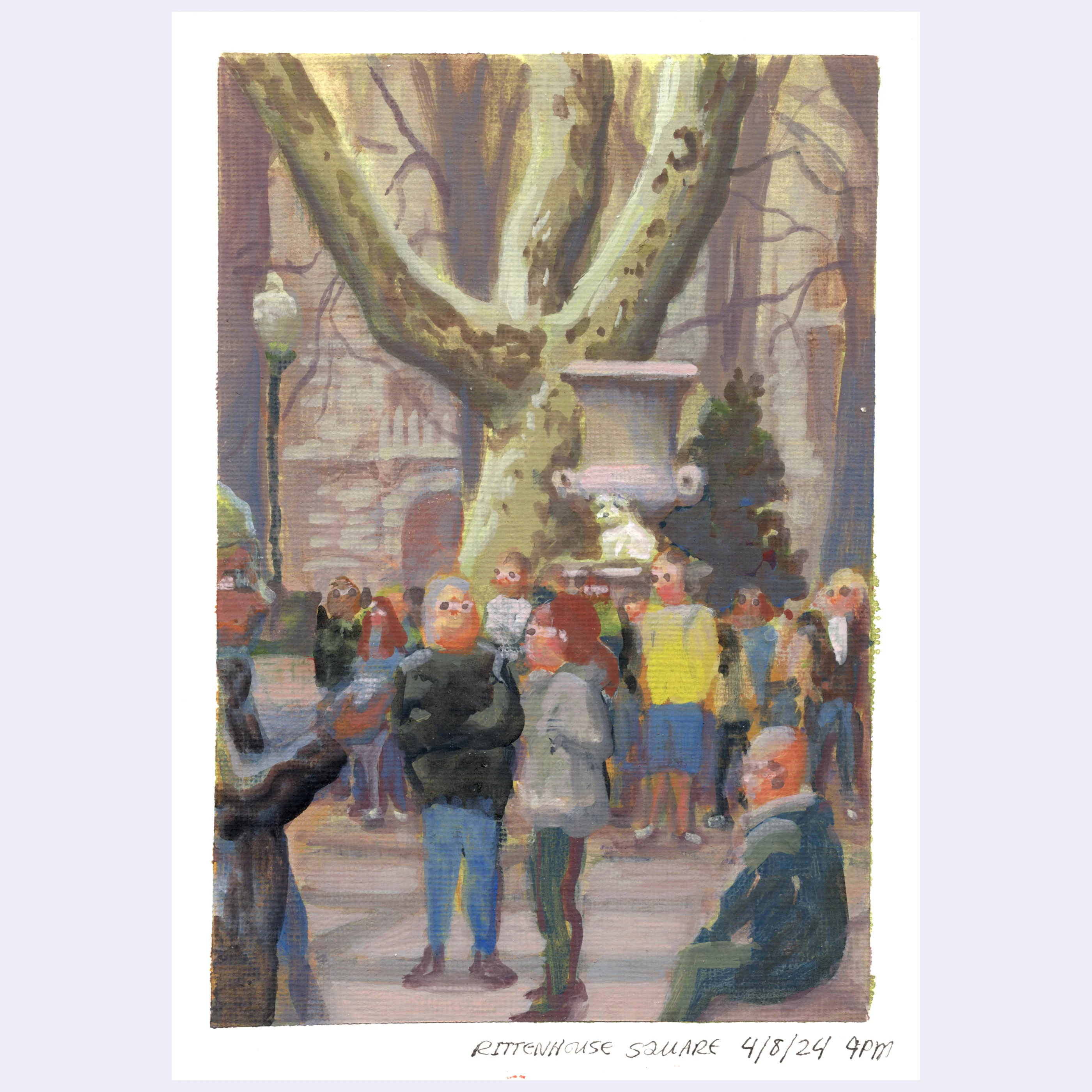 Sitting Outside III - #260 - Julie Benbassat - "Rittenhouse Square on the Eclipse"