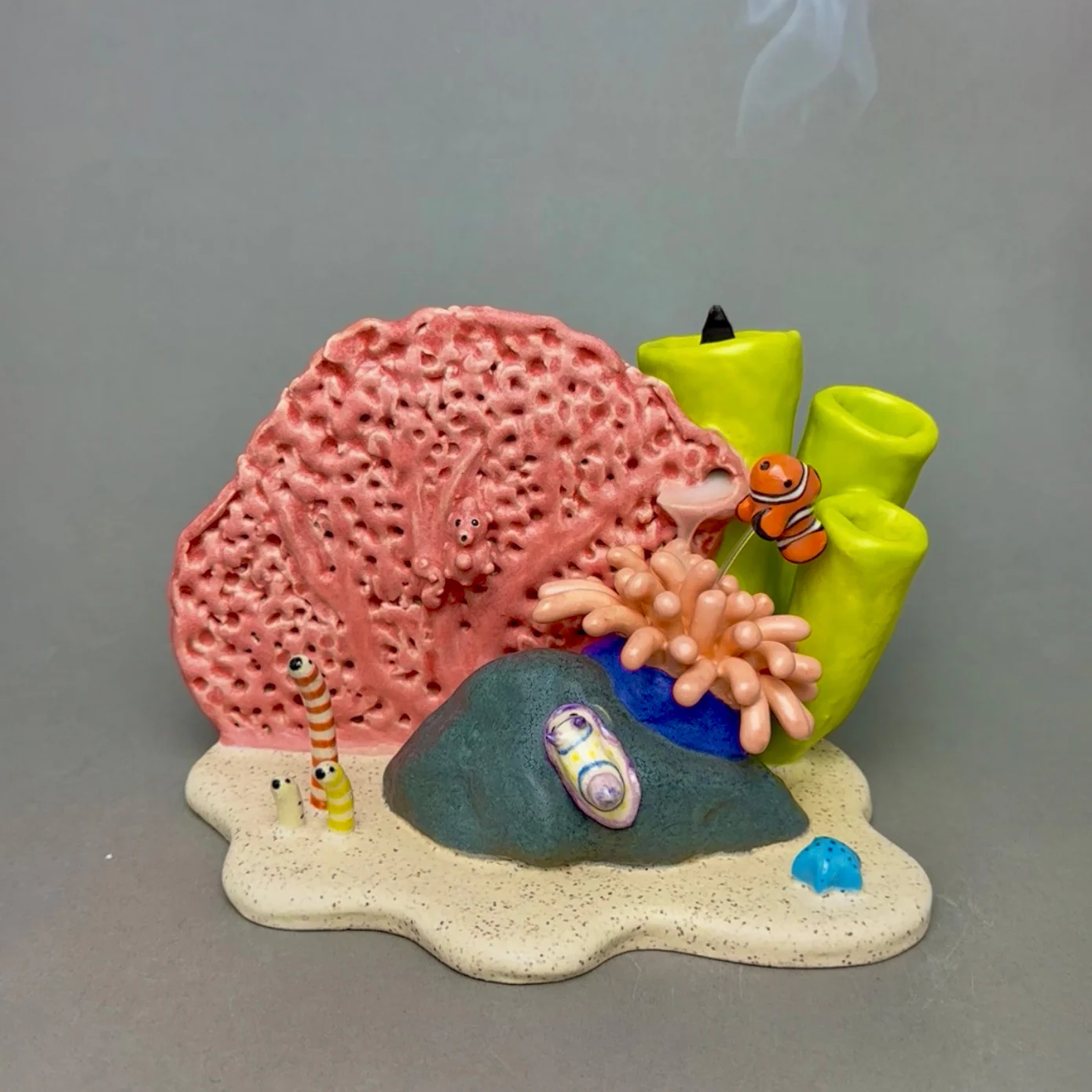 Small World (2026) - #61 - Clai.Ceramics - "Garden of the Pygmy & Clown (Backflow Incense Burner)"