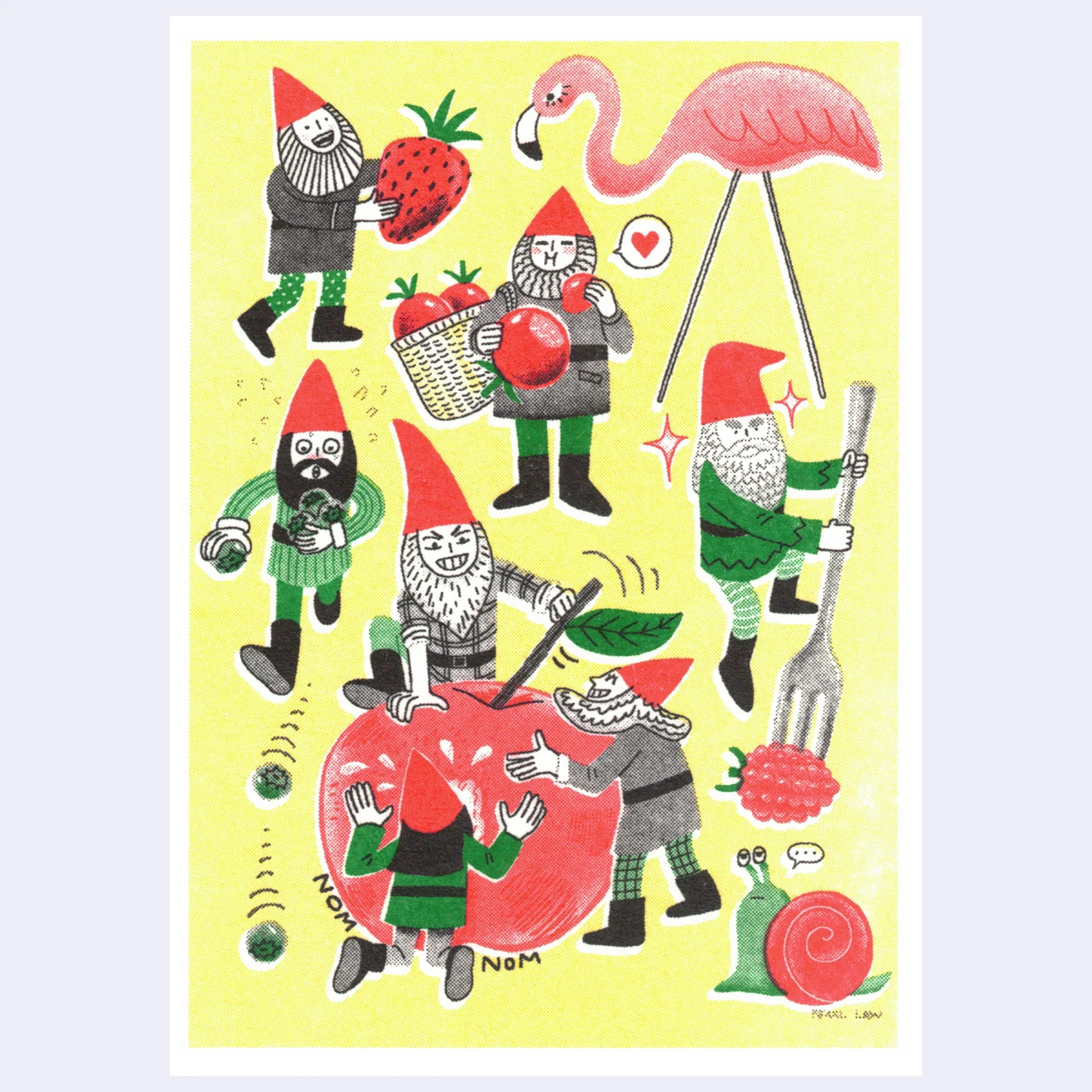 Small World 3 (2025) - Pearl Law - "Garden Gnomes Galore" Risograph