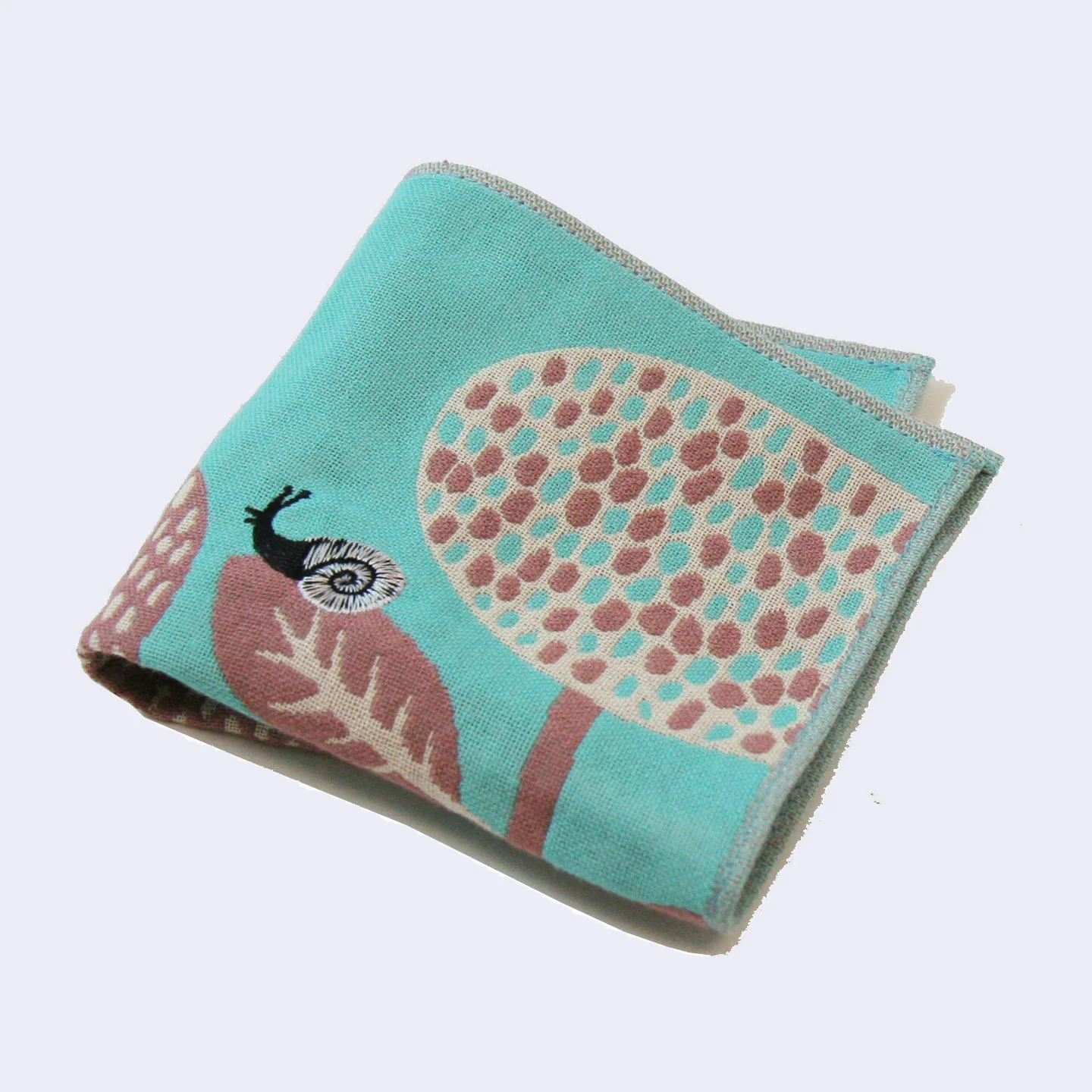 Snail on Flowers Square Handkerchief (Blue) - Image 2