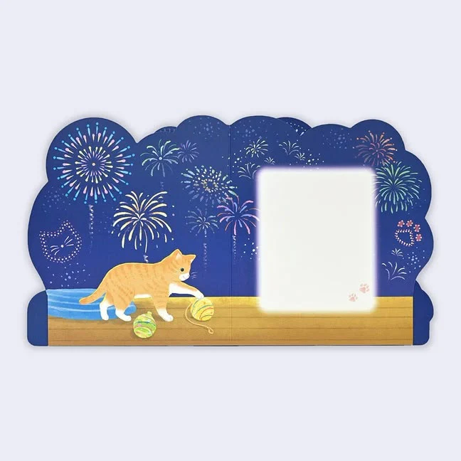 Summer Festival Firework Cats - 3D Greeting Card - Image 4