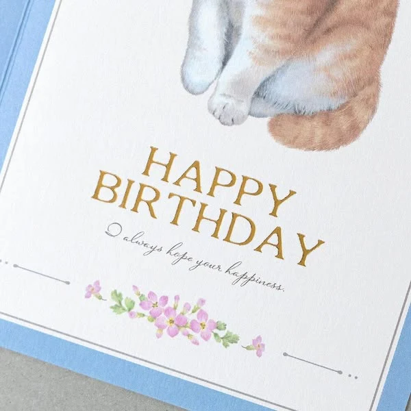 Ville et Minou - Happy Birthday Cat Greeting Card (Blue Envelope) - Image 4