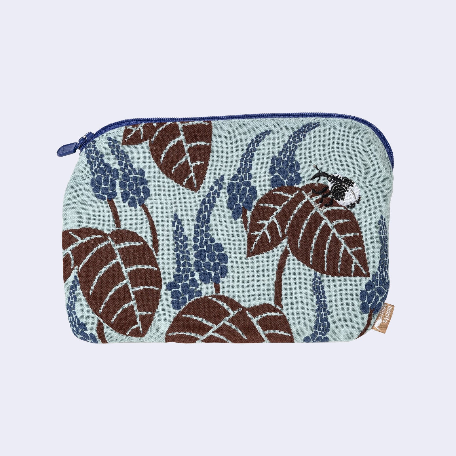 Weevil and Flowers Zip Pouch/Bag (Blue)