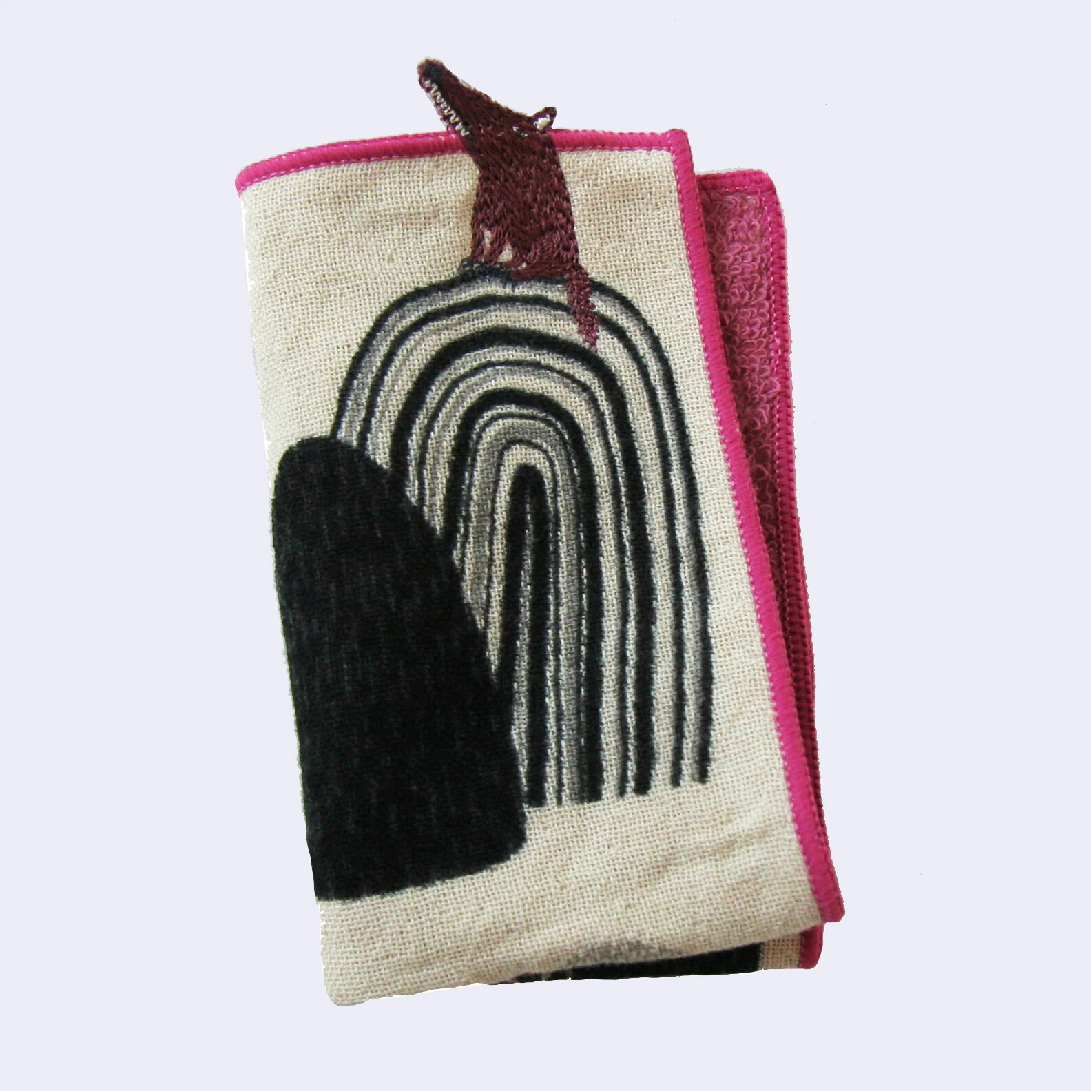 Wolf and Pigs Embroidered Handkerchief Towel - Image 2