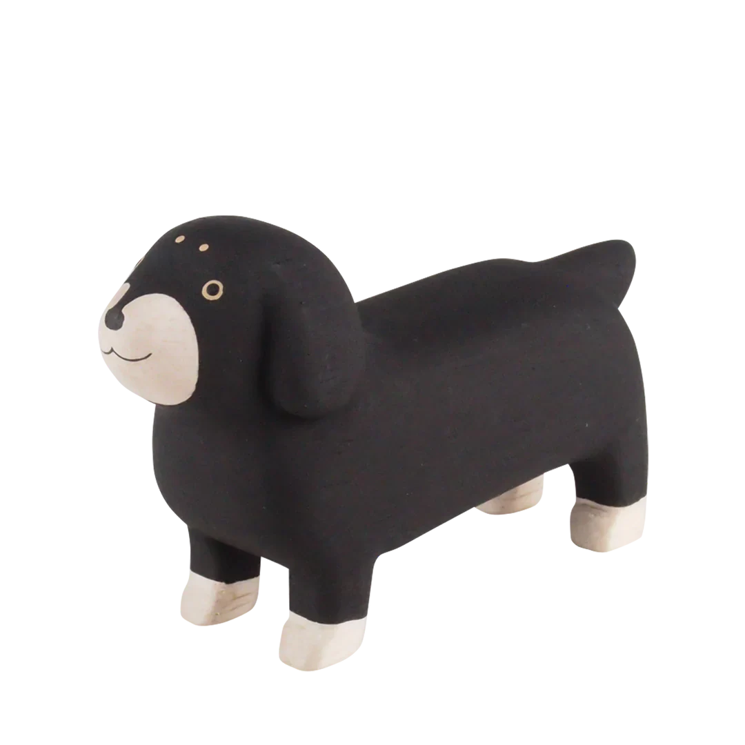 Wooden Animal Figure - Black Dachshund Dog