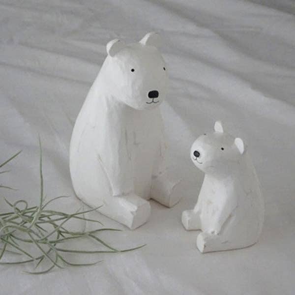 Wooden Animal Figure - Polar Bear (Child - Sitting) - Image 2