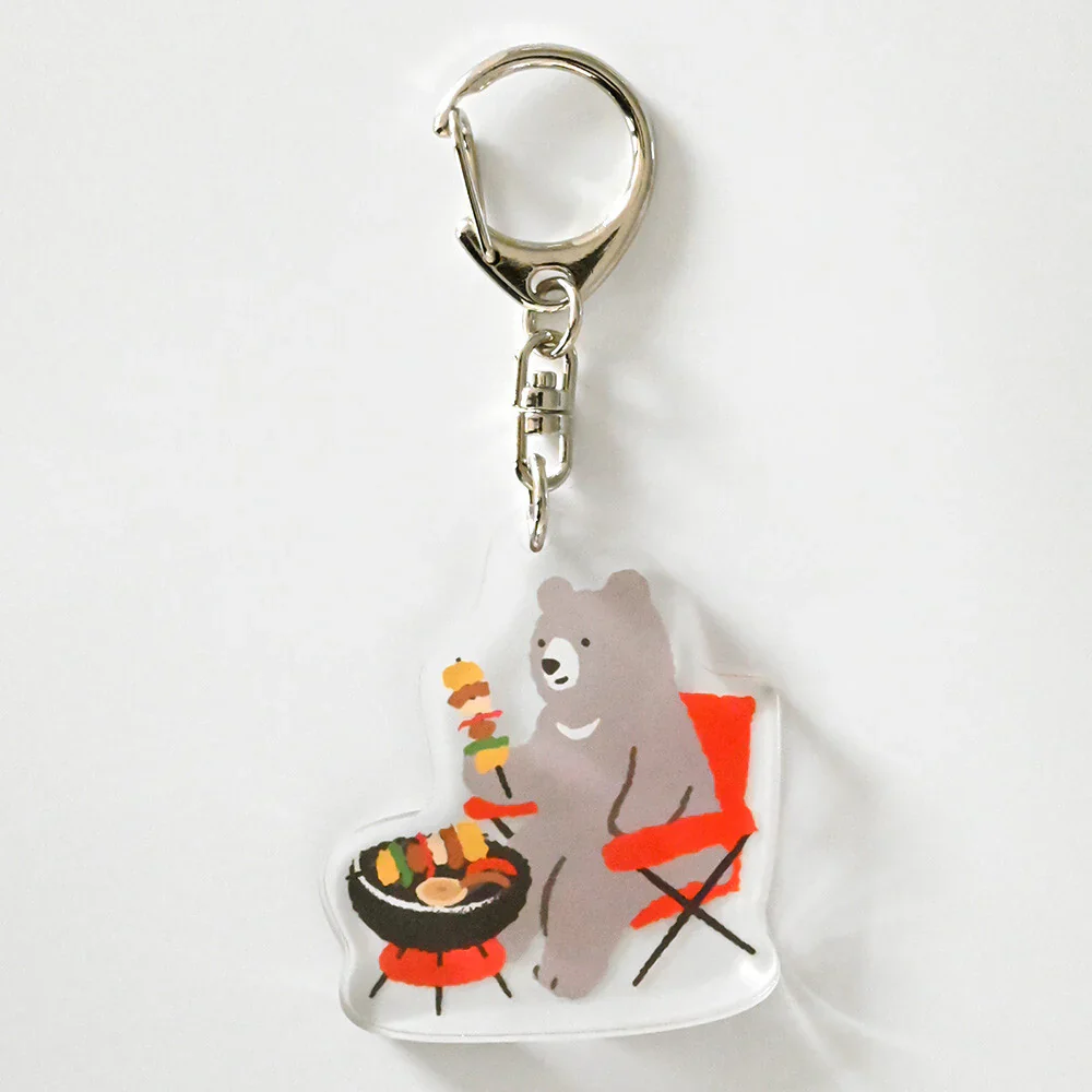 Yamanoha Chonaikai Acrylic Keychain (Bear Camping) - Image 2