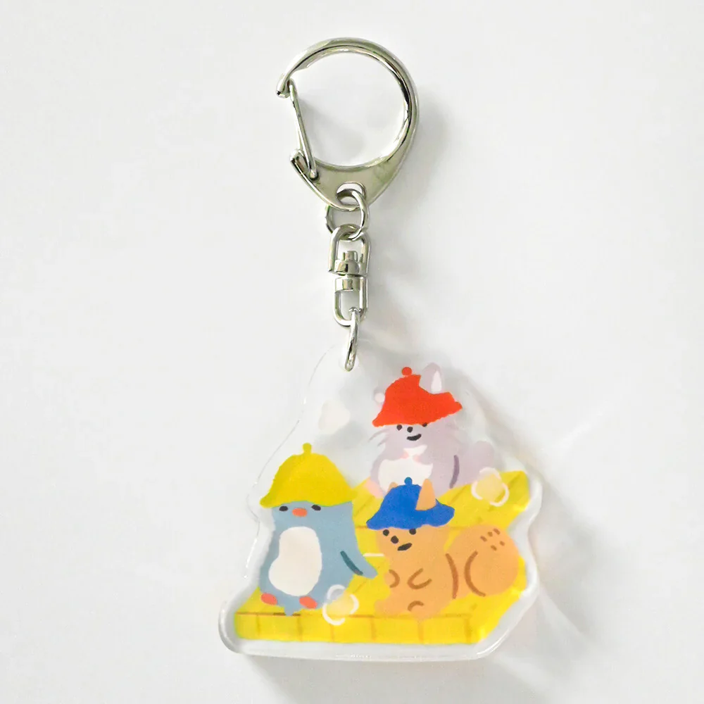 Yamanoha Chonaikai Acrylic Keychain (Sauna Friends w/ Hats) - Image 2