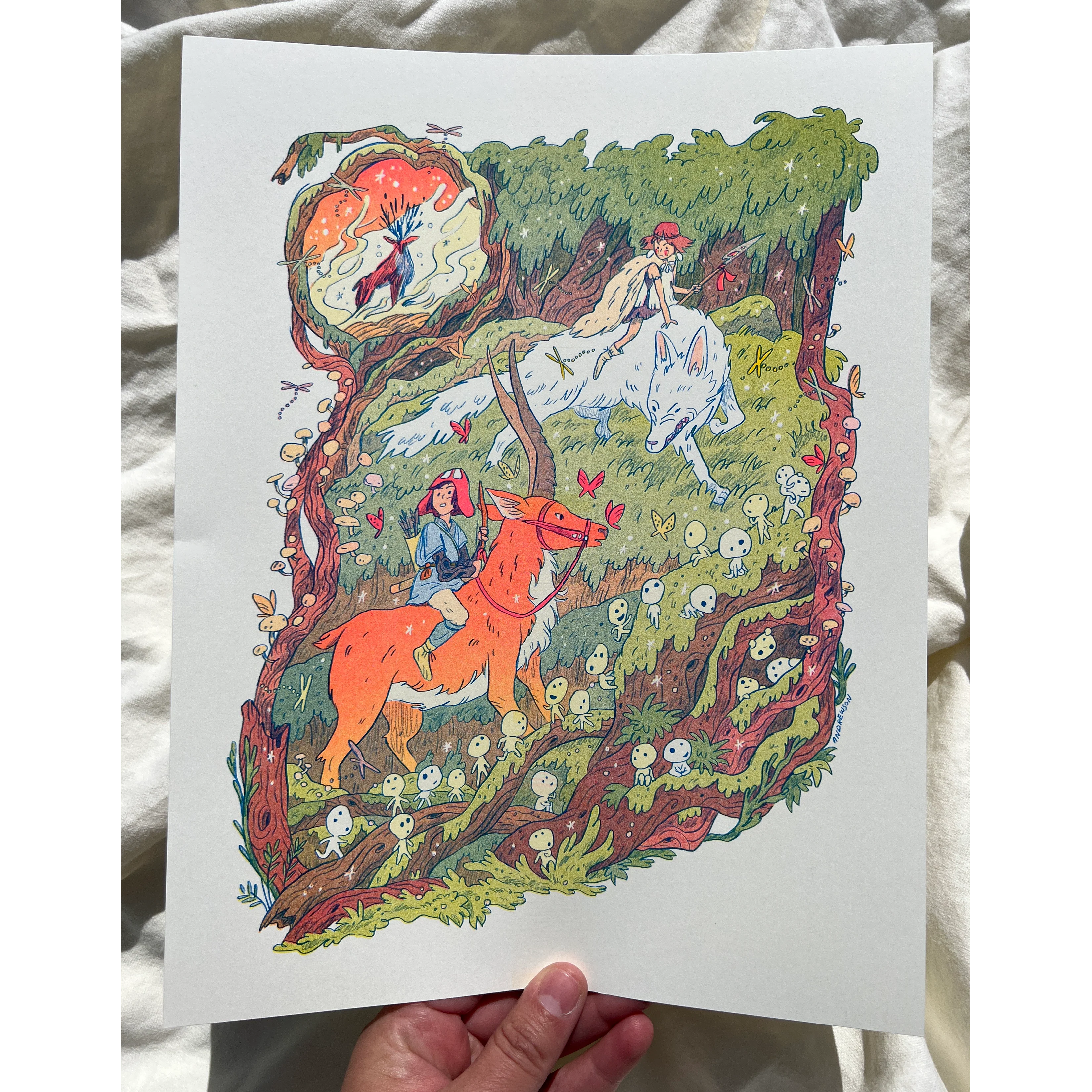 Natalie Andrewson - "Forest Princess" Risograph - Yokai Show 2023