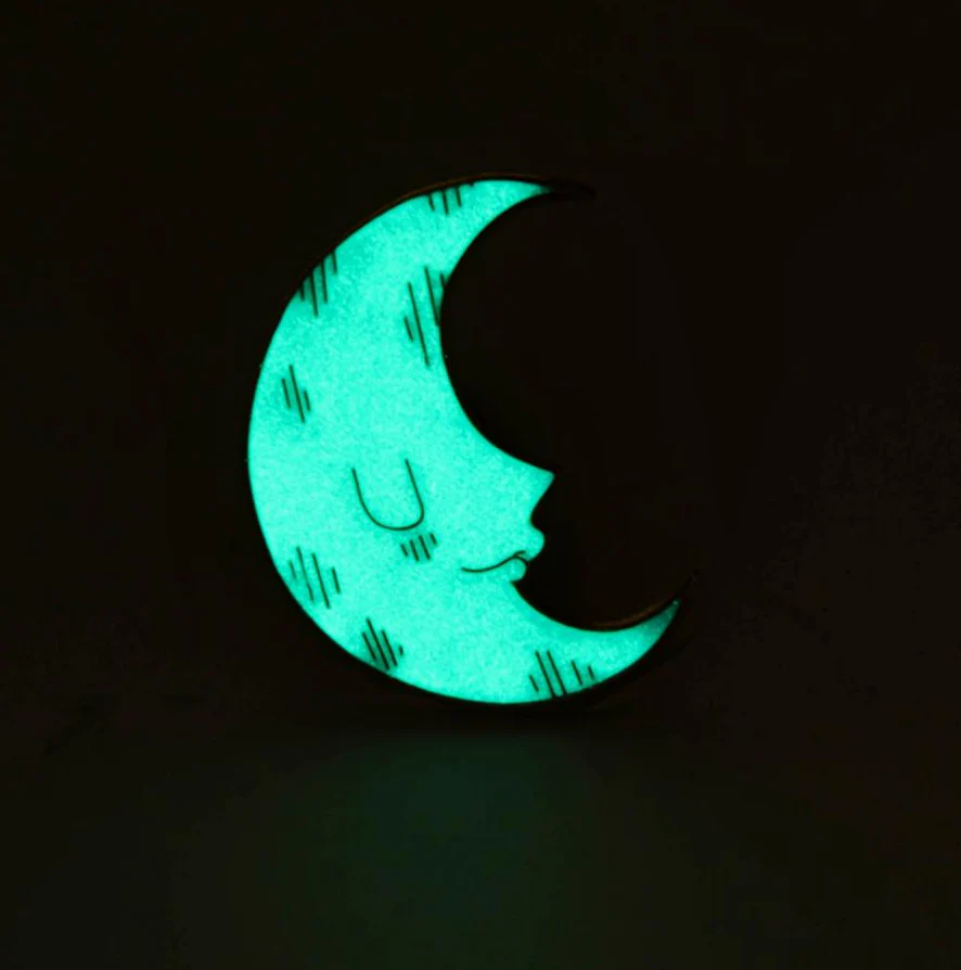 Yoskay Yamamoto Moon Enamel Pin (Glow-in-the-Dark) - Image 2